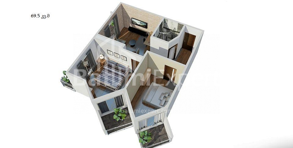 Daire 69 m² Daire - Yurievskaya, Batumi, Gürcistan
