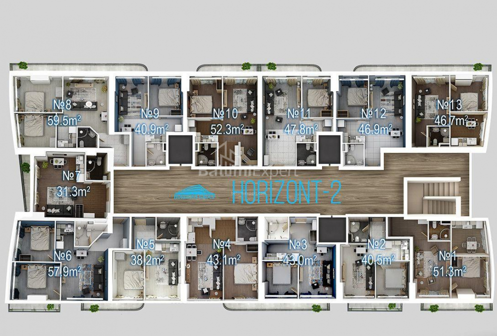 Daire 41 m² Daire - Yurievskaya, Batumi, Gürcistan