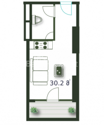 Daire 30.2 m² Daire - Şerif Khimshiashvili, Batumi, Gürcistan