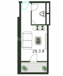 Daire 1-oda 28.3 m² - Şerif Khimshiashvili, Batumi
