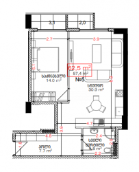 Emlak inşaat halinde 62.5 m² Daire - Lech ve Maria Kachinsky, Batumi, Gürcistan