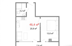 Daire 46 m² Daire - Yurievskaya, Batumi, Gürcistan